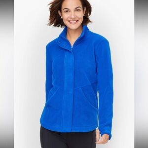 T by Talbots Royal Blue Plus Size Fleece Jacket with Mock Neck Size 3X